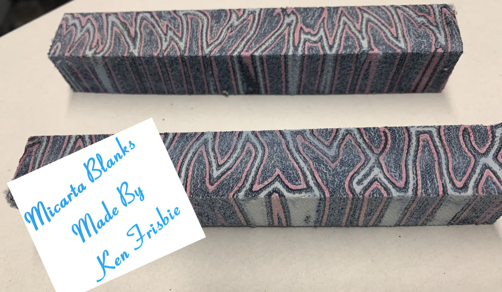 Crazy Layered Micarta Indigo Denim Pink, White and Black
