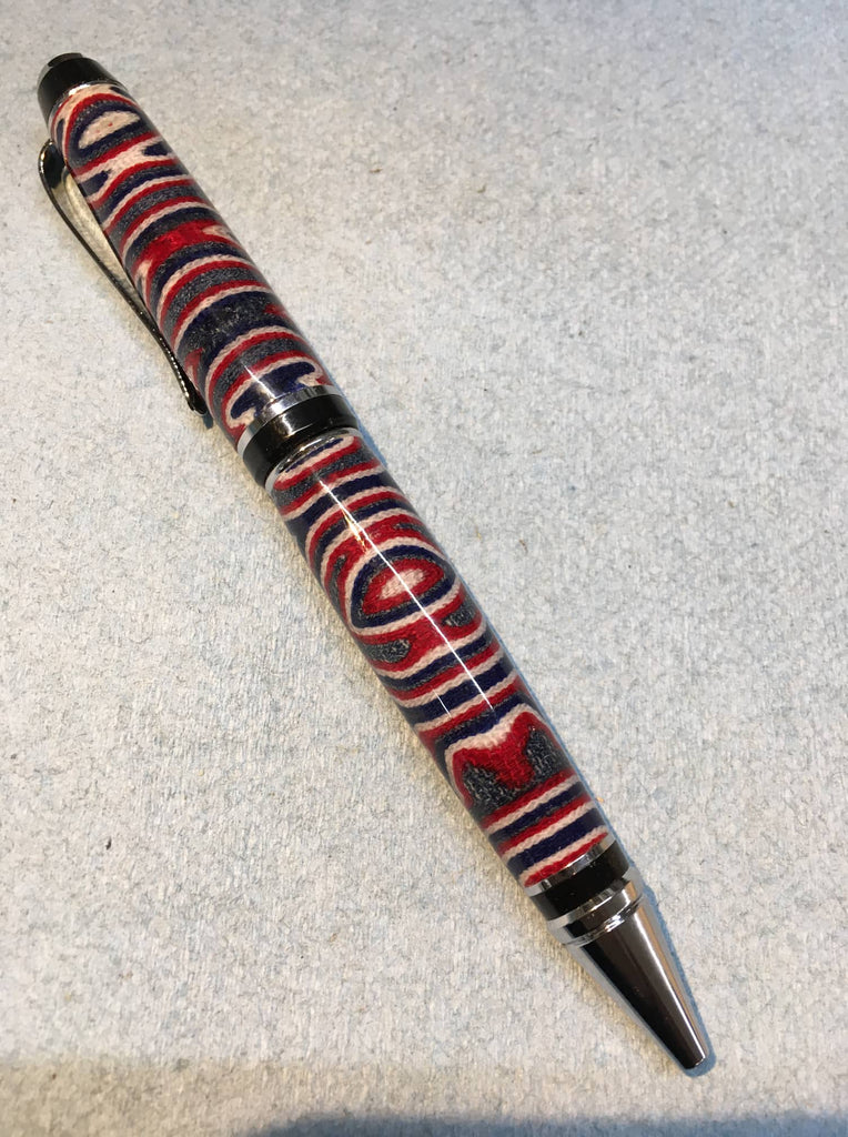 Crazy Layered Micarta Indigo Denim, Red and Black