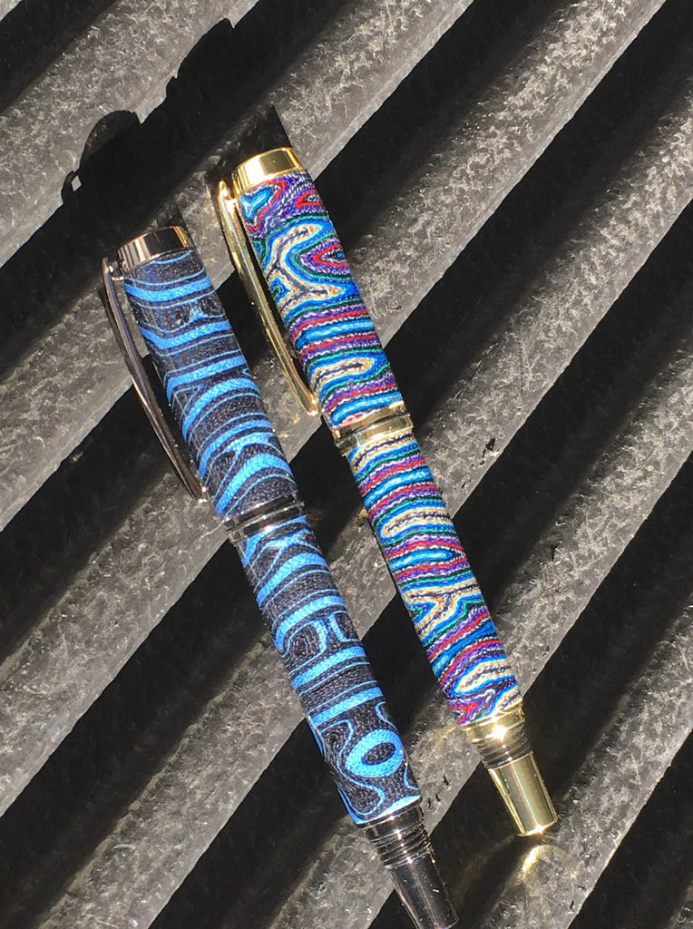 Crazy Layered Micarta 8-Color Denim, Red, Purple, Turquoise, White, Black, Gold and Blue