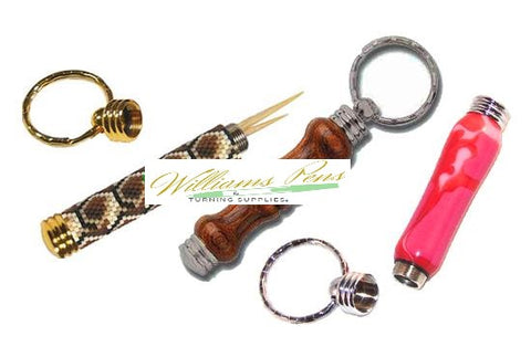 Chrome Secret Compartment Key Ring Toothpick Size Rippled - Williams Pens & Turning Supplies.