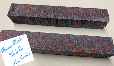 Crazy Layered Micarta Indigo Denim, Red and Black