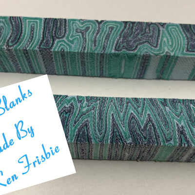 Crazy Layered Micarta Indigo Denim, Green, White and Black Crazy Layered Micarta Indigo Denim, Green, White and Black