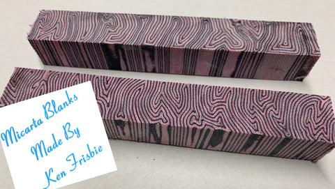 Crazy Layered Micarta Pink and Black Thin Line