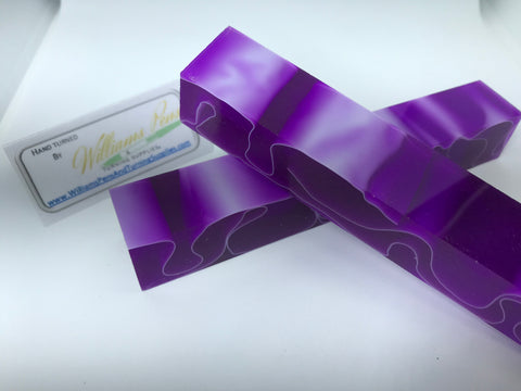 Acrylic Dark Orchid with White Line Swirl Pen Blank - Williams Pens & Turning Supplies.