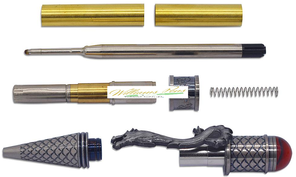 Antique Pewter loong pen kits Dragon - Williams Pens & Turning Supplies.