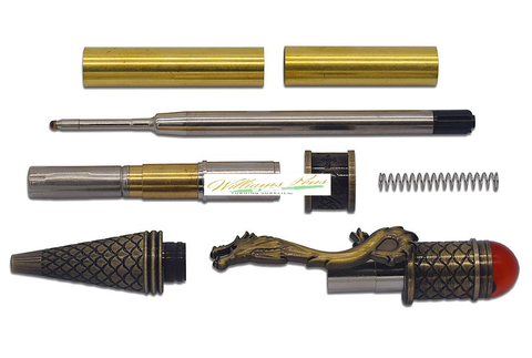 Antique Bronze Polish Loong Pen Kit Dragon - Williams Pens & Turning Supplies.