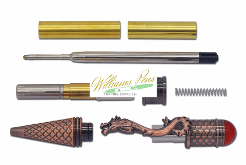 Antique Rose Copper Polish Loong Pen Kit Dragon - Williams Pens & Turning Supplies.