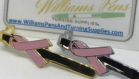Gold ribbon clip with pink colour for fancy, slimline pen - Williams Pens & Turning Supplies.
