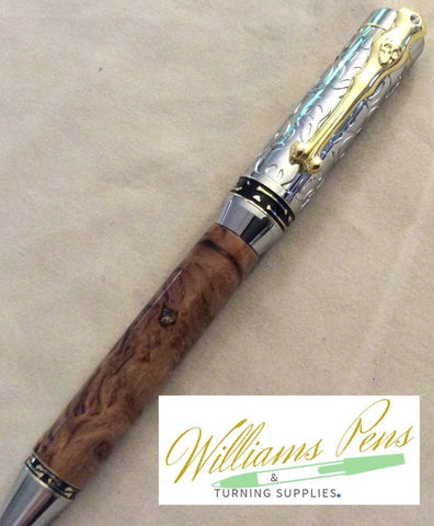 Chrome & Gold Pirate Panic Pen Kits - Williams Pens & Turning Supplies.