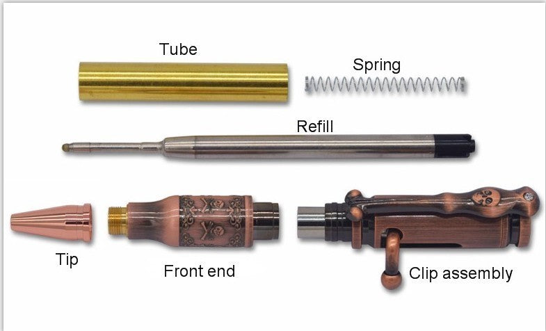 Antique Rose Copper Polish Pirate Bolt Pen Kit - Williams Pens & Turning Supplies.