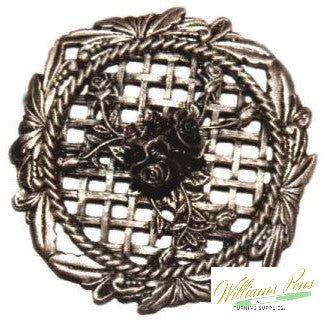 Pot Pourri Lid Pewter Rose Bunch with Rose Knob Pot Pourri Lid Pewter Rose Bunch with Rose Knob