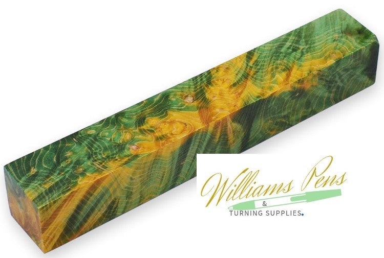 Stabilised Pen Blanks Yellow + Green Hybrid - Williams Pens & Turning Supplies.