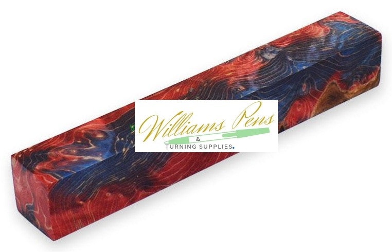 Stabilised Pen Blanks Red & Blue Hybrid