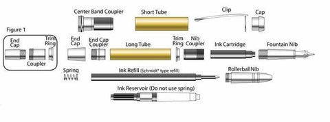 Gold Upgraded Jr. Gentleman Pen Kit - Williams Pens & Turning Supplies.