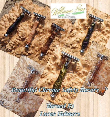 Chrome Safety Razor Shaver  Kits - Williams Pens & Turning Supplies.
