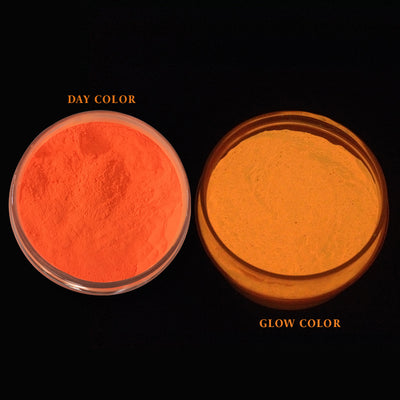 Glow In The Dark Mica Pigment Orange Yellow 100gm Jar Glow In The Dark Mica Pigment Orange Yellow 100gm Jar