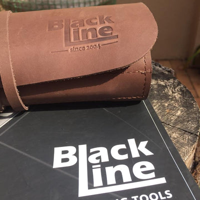 BlackLine MINI 5pc Carbide Chisel set in leather tool rolls (Moly Handle & 4 Shafts & Cutters)