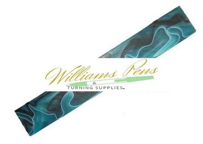 Dark Turquoise with White and Black line Acrylic Pen Blank - Williams Pens & Turning Supplies.