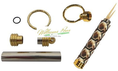 Gold Secret Compartment Key Ring Toothpick Size Rippled - Williams Pens & Turning Supplies.