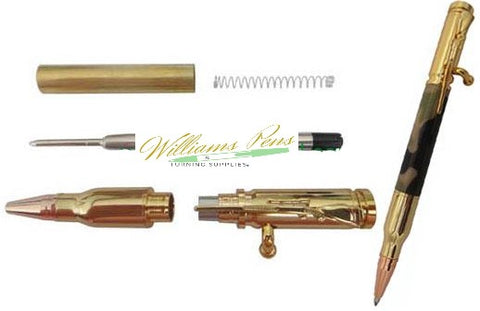 Gold Rifle Bolt Pen Kits - Williams Pens & Turning Supplies.