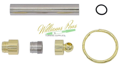 Gold Secret Compartment Key Ring Toothpick Size Smooth - Williams Pens & Turning Supplies.