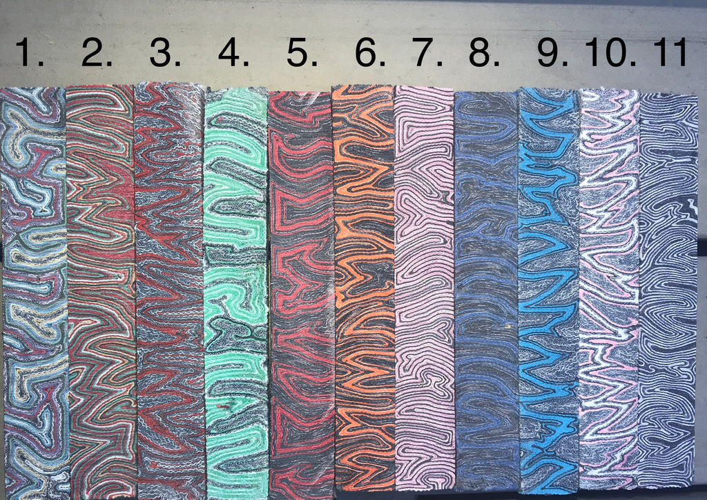 Crazy Layered Micarta 8-Color Denim, Red, Purple, Turquoise, White, Black, Gold and Blue