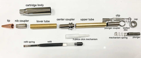 Gold Bullet Click Pen Kit with Copper Tip - Williams Pens & Turning Supplies.
