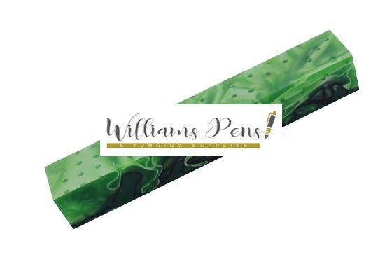 Acrylic Pen Blank Green Lotus Leaf with Crystal Drops Approx Size: 20mm x 20mm x 130mm