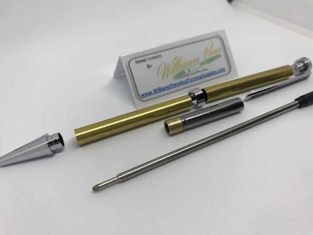 Slimline Pen Kit Chrome with Black Stripe - Williams Pens & Turning Supplies.