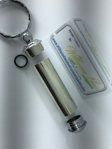 Chrome Secret Compartment Pill Box Key Chain Kit - Williams Pens & Turning Supplies.