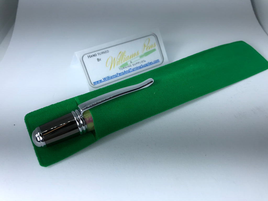 Green Velvet Pen Sleeve - Williams Pens & Turning Supplies.