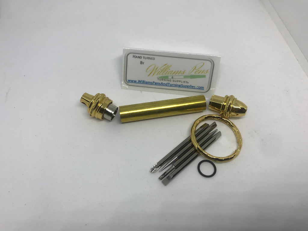 Gold Mini Key Chain Screwdriver Kit - Williams Pens & Turning Supplies.