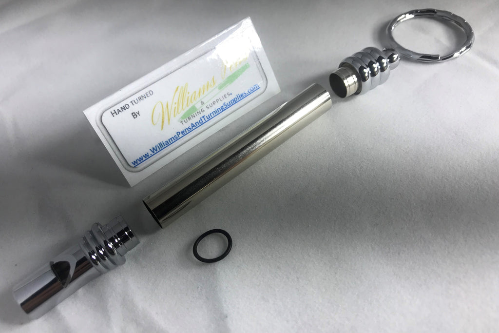 Chrome Whistle/Secret Compartment Key Chain Kit - Williams Pens & Turning Supplies.