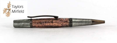 TM Keltoi High End Celtic Inspired Rear Twist Pen Kit - Antique Silver with Antique Copper