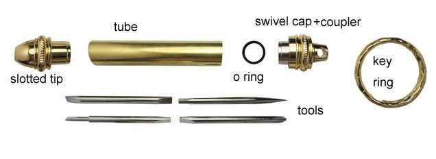 Gold Mini Key Chain Screwdriver Kit - Williams Pens & Turning Supplies.