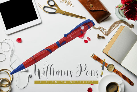 Fancy Pen Kit Blue Enamel - Williams Pens & Turning Supplies.