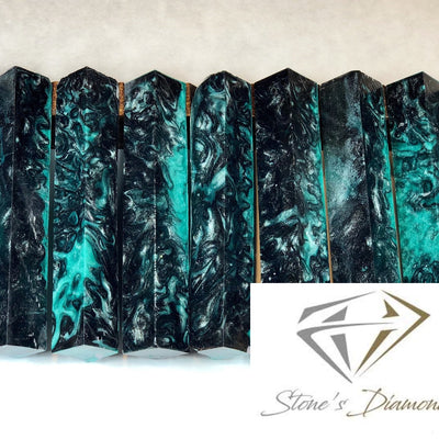 Jaded Black & Blue Diamond Acrylic Pen Blanks Round